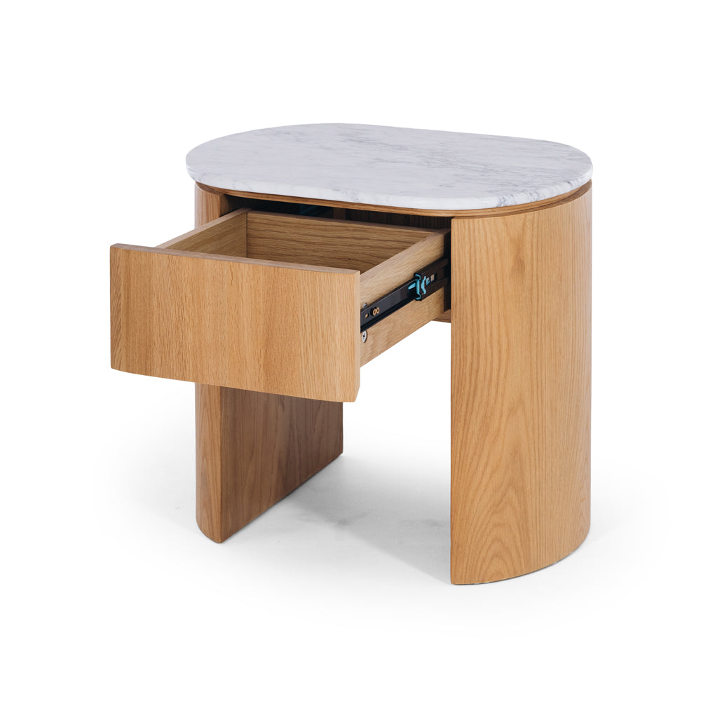 Clover 1 Drawer Bedside - Marble Top-FurniturebyDesign.
