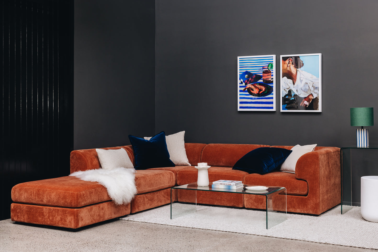 Harmony 4 Seater Corner Sofa setting in rust