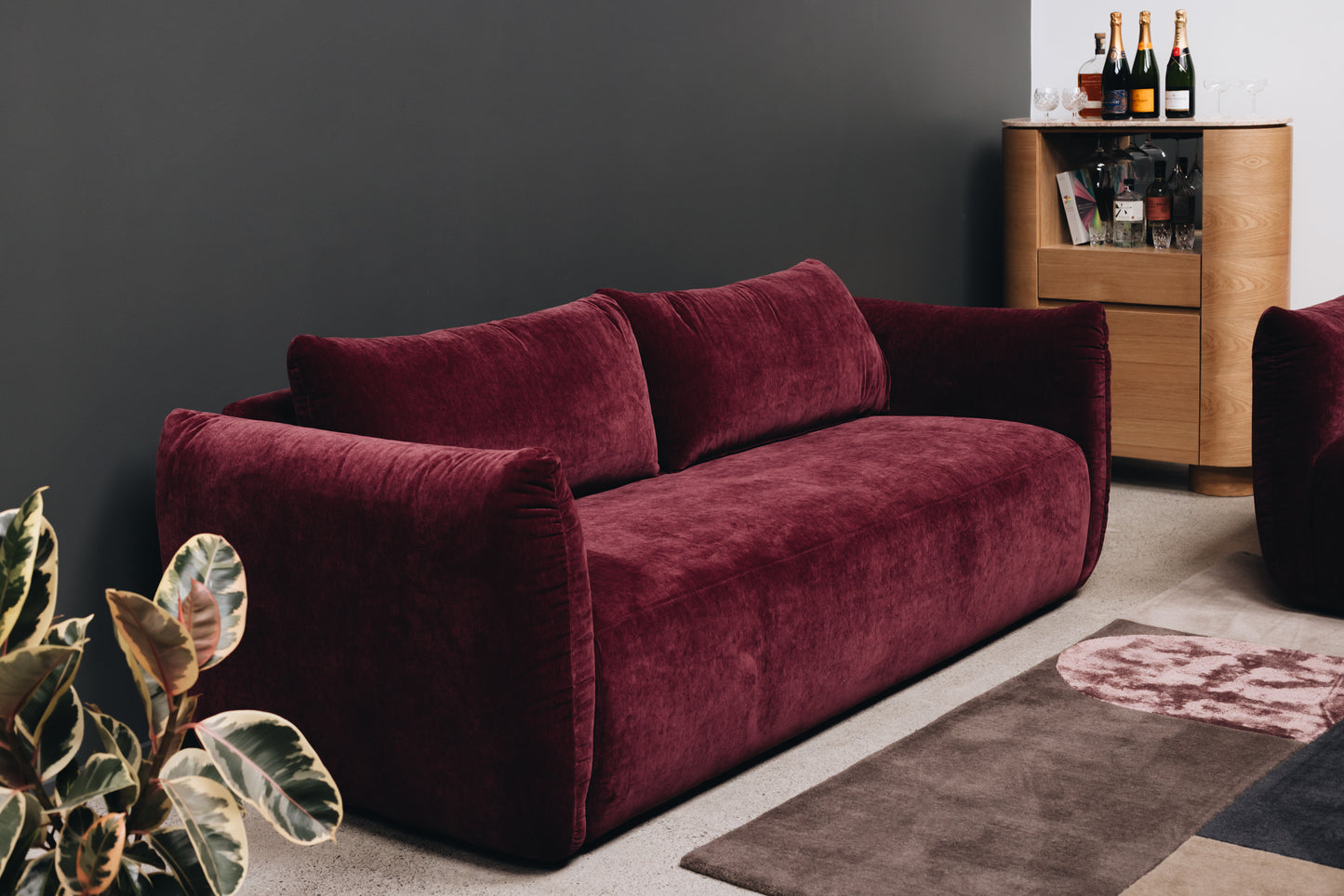 Grace 3 Seater Sofa - Claret-FurniturebyDesign.