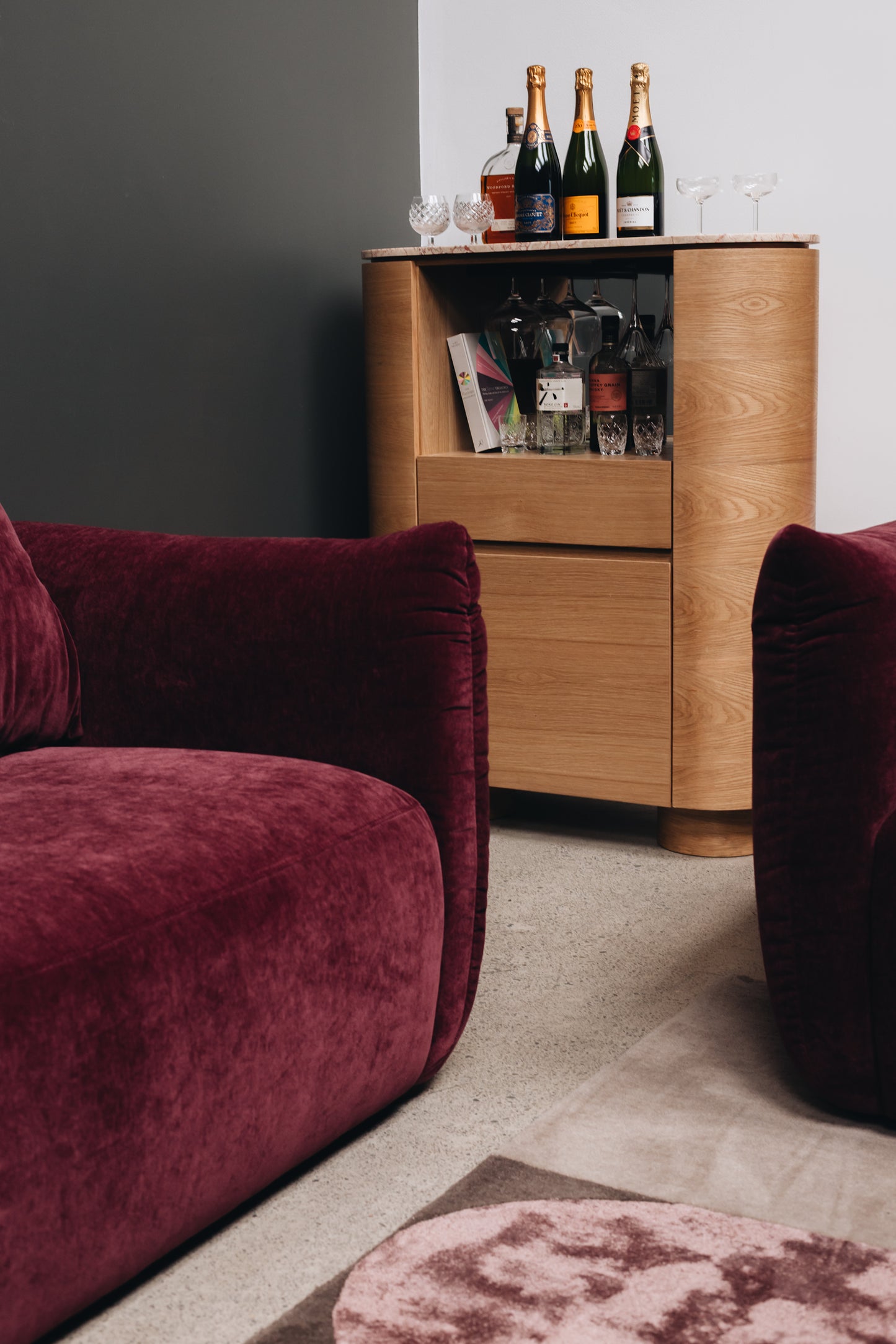 Natural Oak and Marble Bar Cabinet | Furniture by Design.