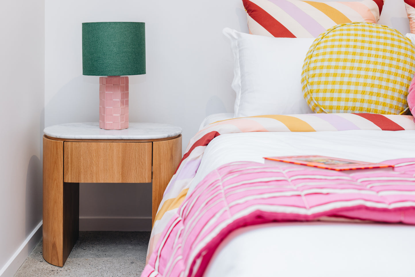 Clover 1 Drawer Bedside - Marble Top-FurniturebyDesign.