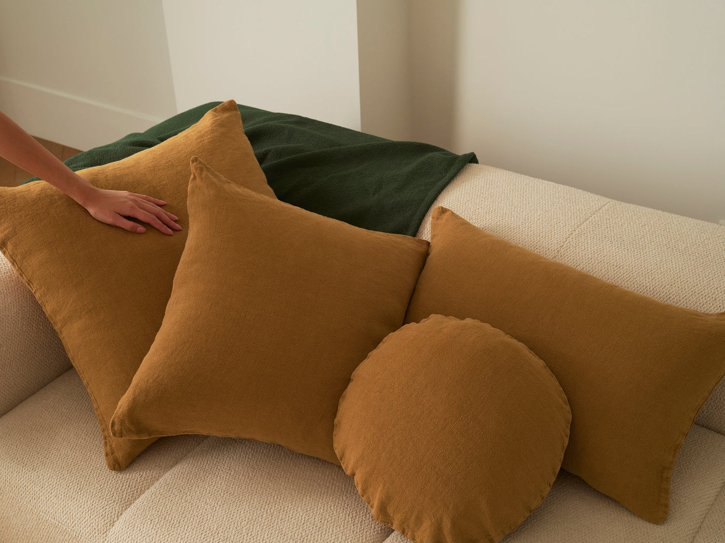 Essential Linen - Ochre Cushion-FurniturebyDesign.
