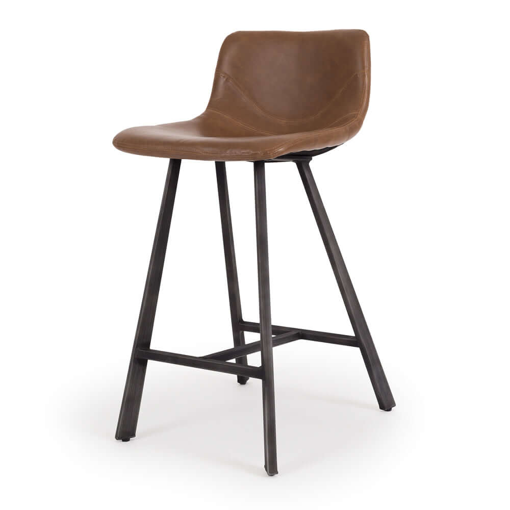 Rustic Barstool Vintage Cognac PU Furniture by Design