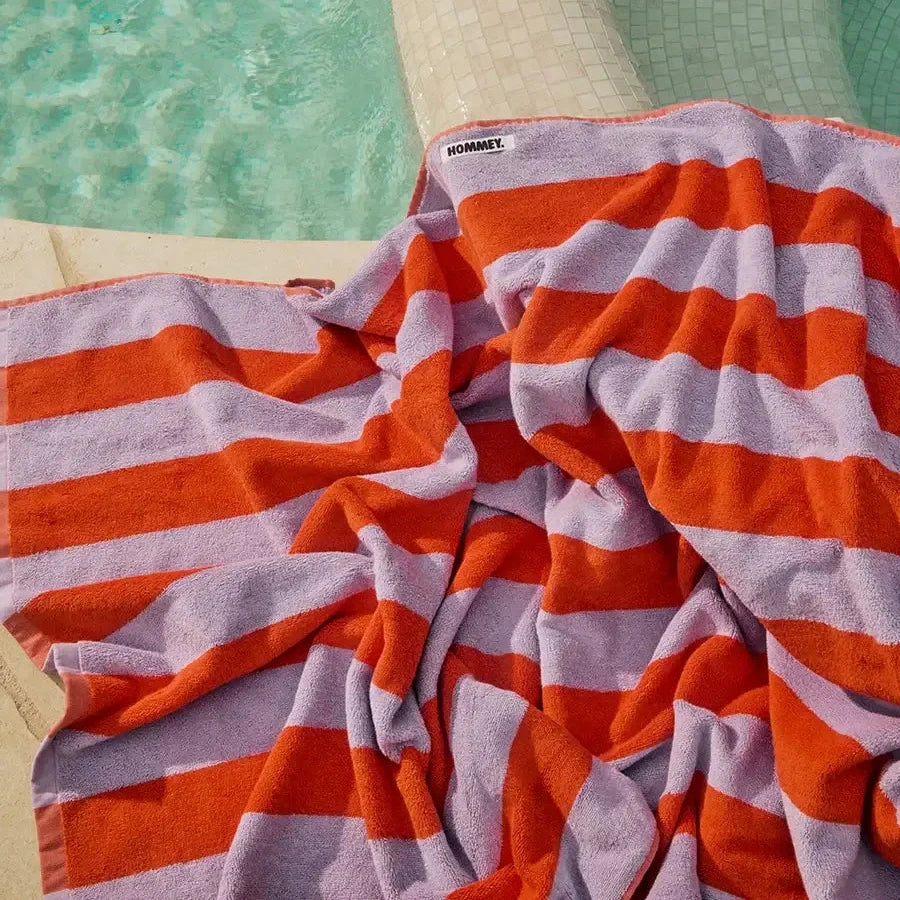 Beach/Bath Towel - Grapefruit Stripes-FurniturebyDesign.