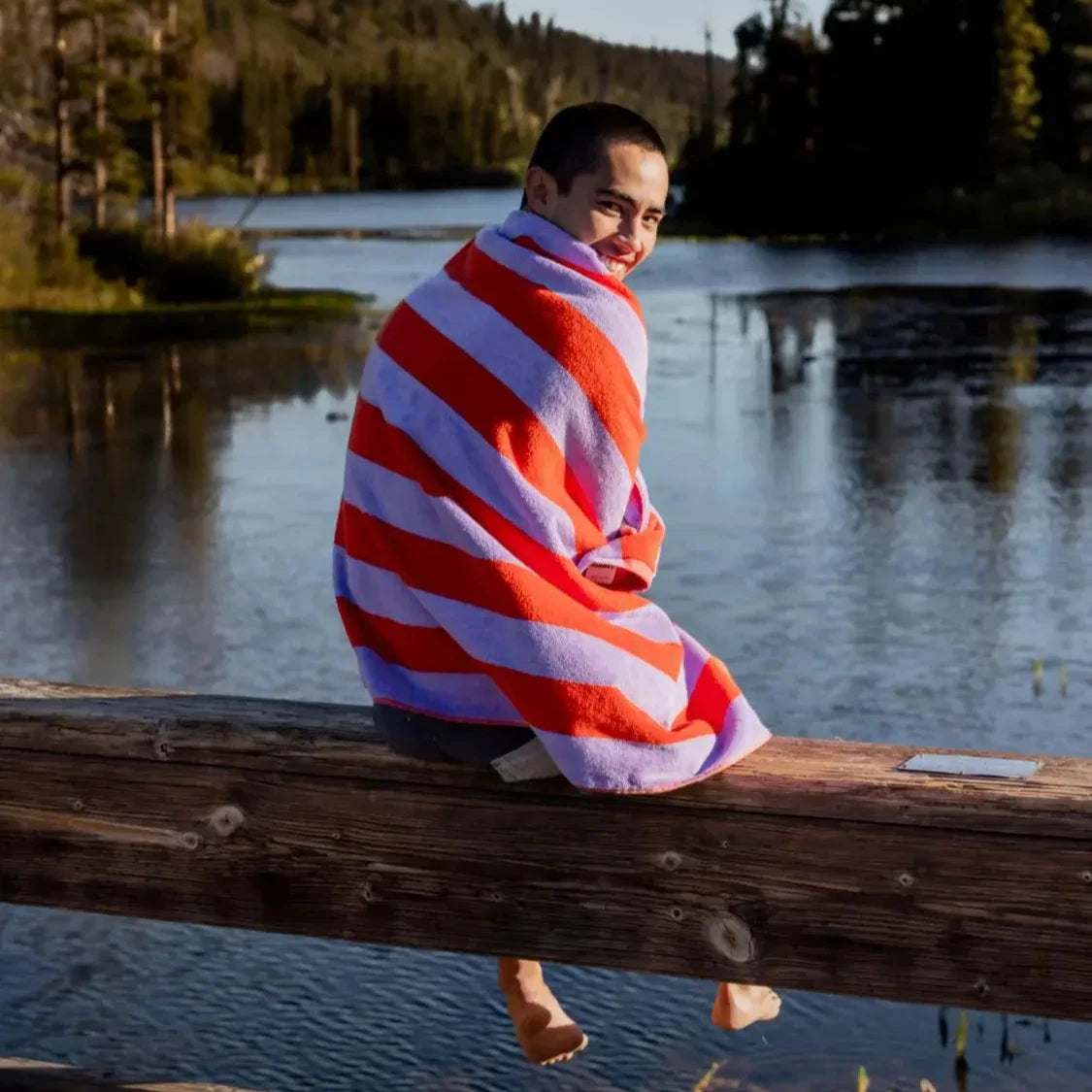 Beach/Bath Towel - Grapefruit Stripes-FurniturebyDesign.