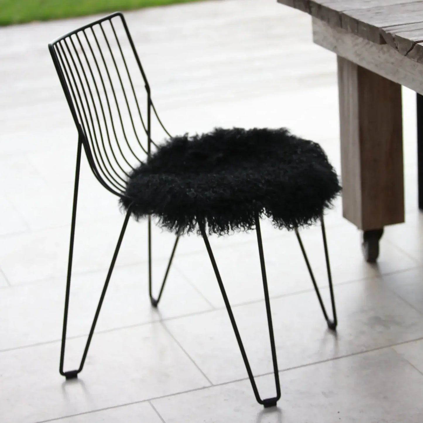 Tibetan Lambskin Seat Warmer - Black-FurniturebyDesign.