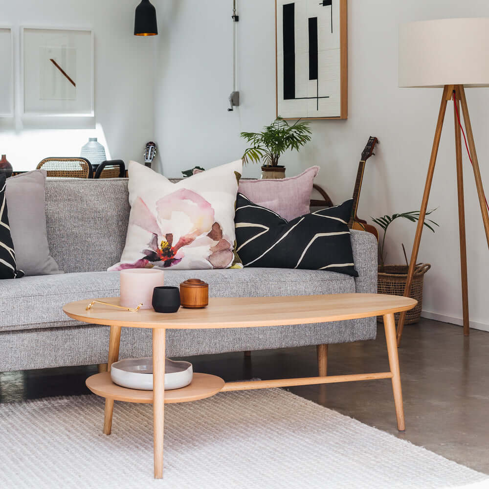 Oslo Coffee Table Shaped with Shelf-FurniturebyDesign.