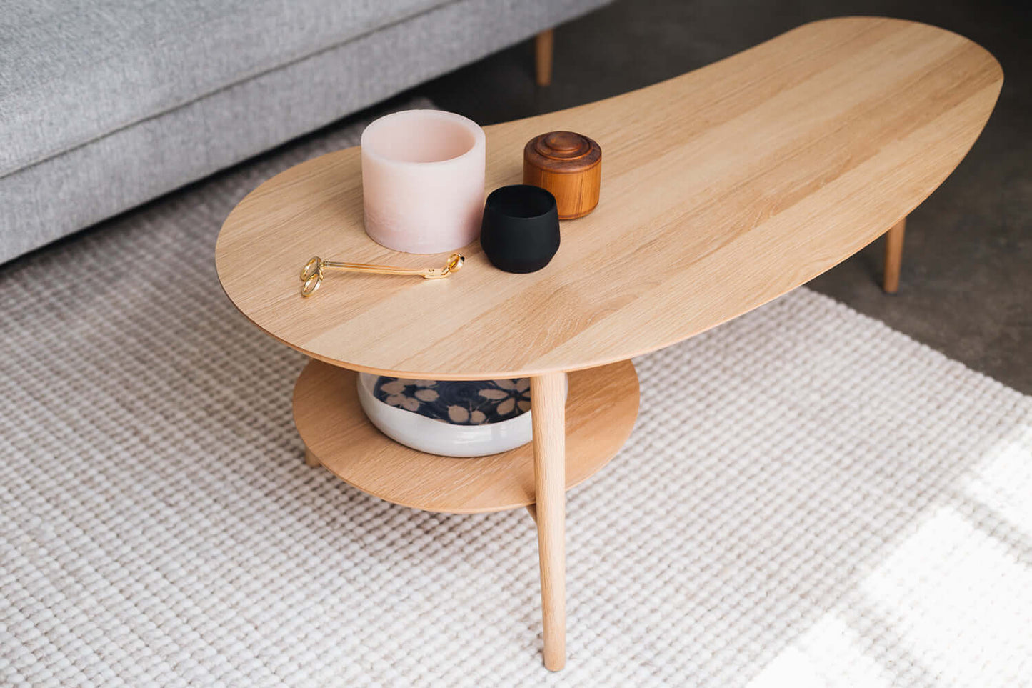 Oslo Coffee Table Shaped with Shelf-FurniturebyDesign.