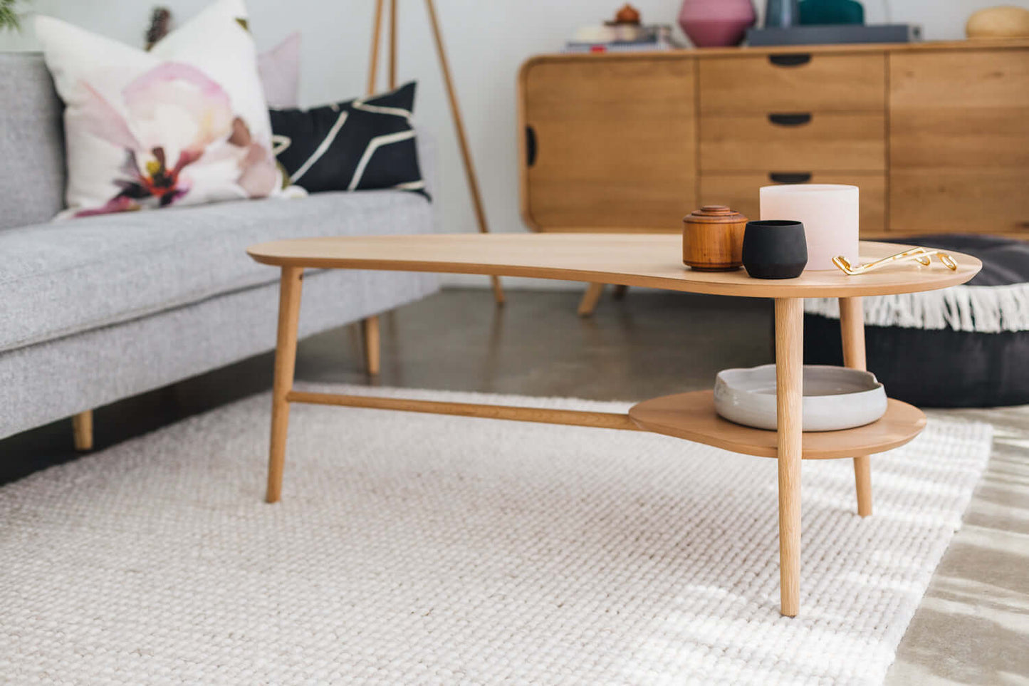 Oslo Coffee Table Shaped with Shelf-FurniturebyDesign.