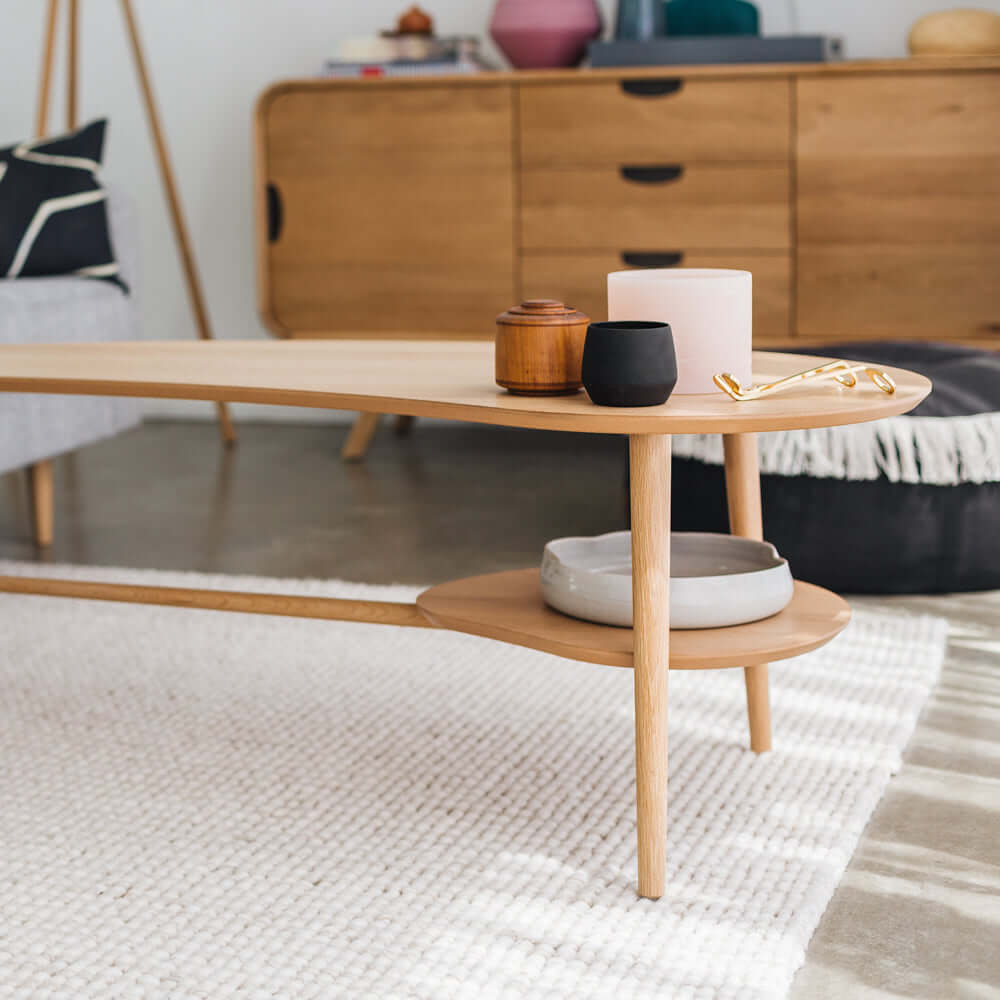 Oslo Coffee Table Shaped with Shelf-FurniturebyDesign.