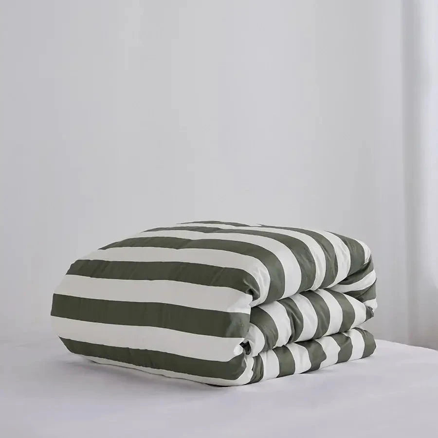 Organic Cotton Duvet - Matcha Stripes-FurniturebyDesign.