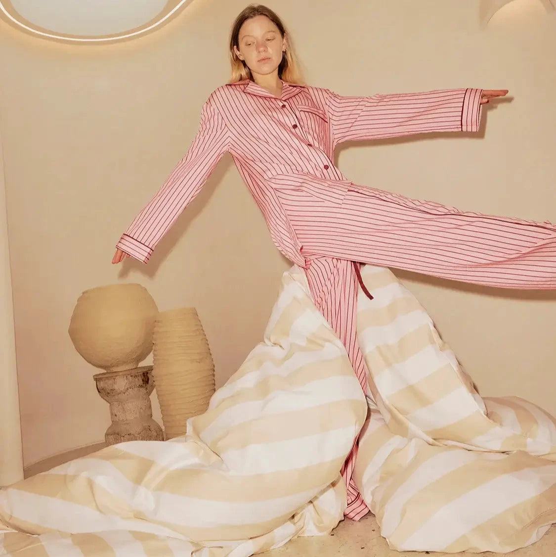 Organic Cotton Duvet- Biscotti Stripes-FurniturebyDesign.