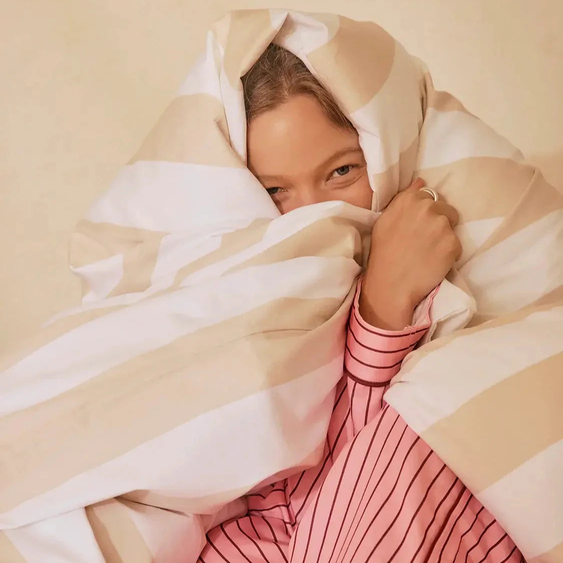 Organic Cotton Duvet- Biscotti Stripes-FurniturebyDesign.