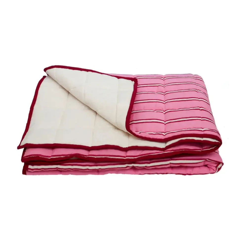 Raspberry Stripe Quilted Throw-FurniturebyDesign.