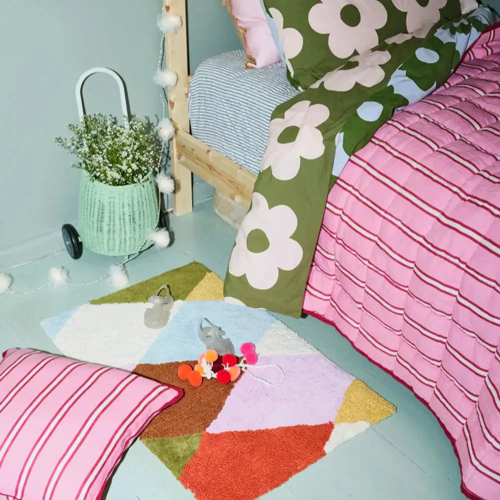 Raspberry Stripe Quilted Throw-FurniturebyDesign.