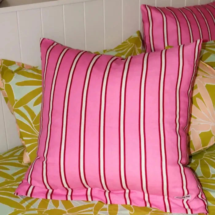 Raspberry Stripe Euro Pillowcase Set-FurniturebyDesign.
