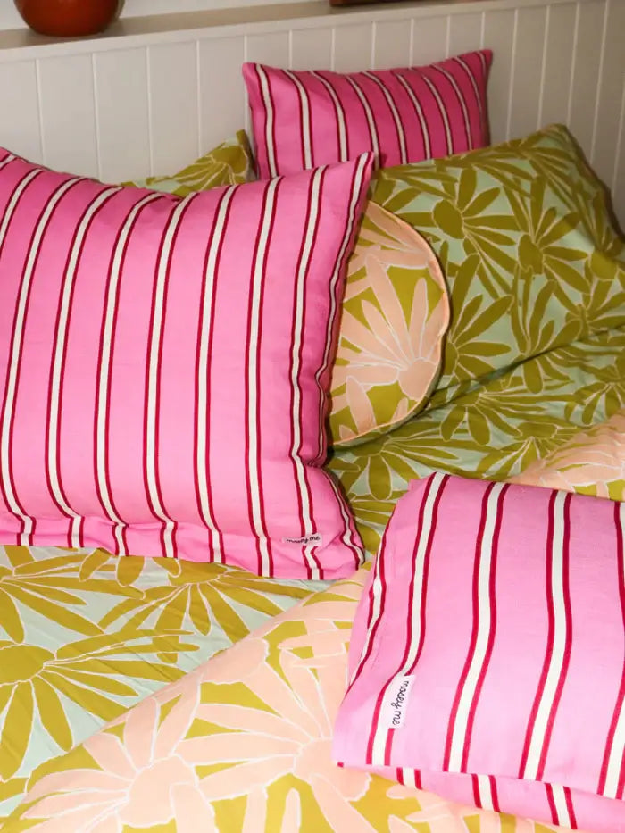 Raspberry Stripe Euro Pillowcase Set-FurniturebyDesign.