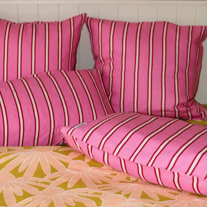 Raspberry Stripe Pillowcase Set-FurniturebyDesign.