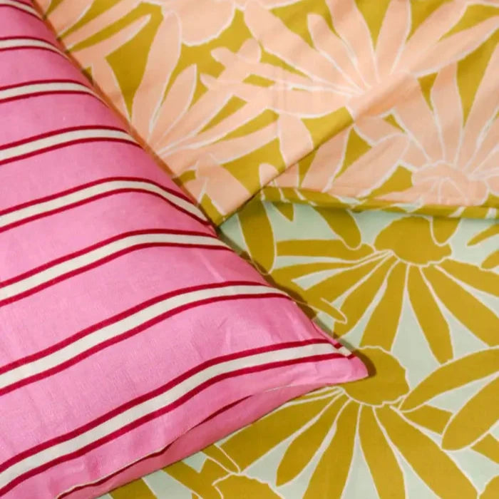 Raspberry Stripe Pillowcase Set-FurniturebyDesign.