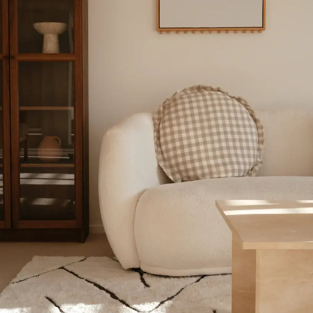Flax Linen Round Feather Filled Cushion