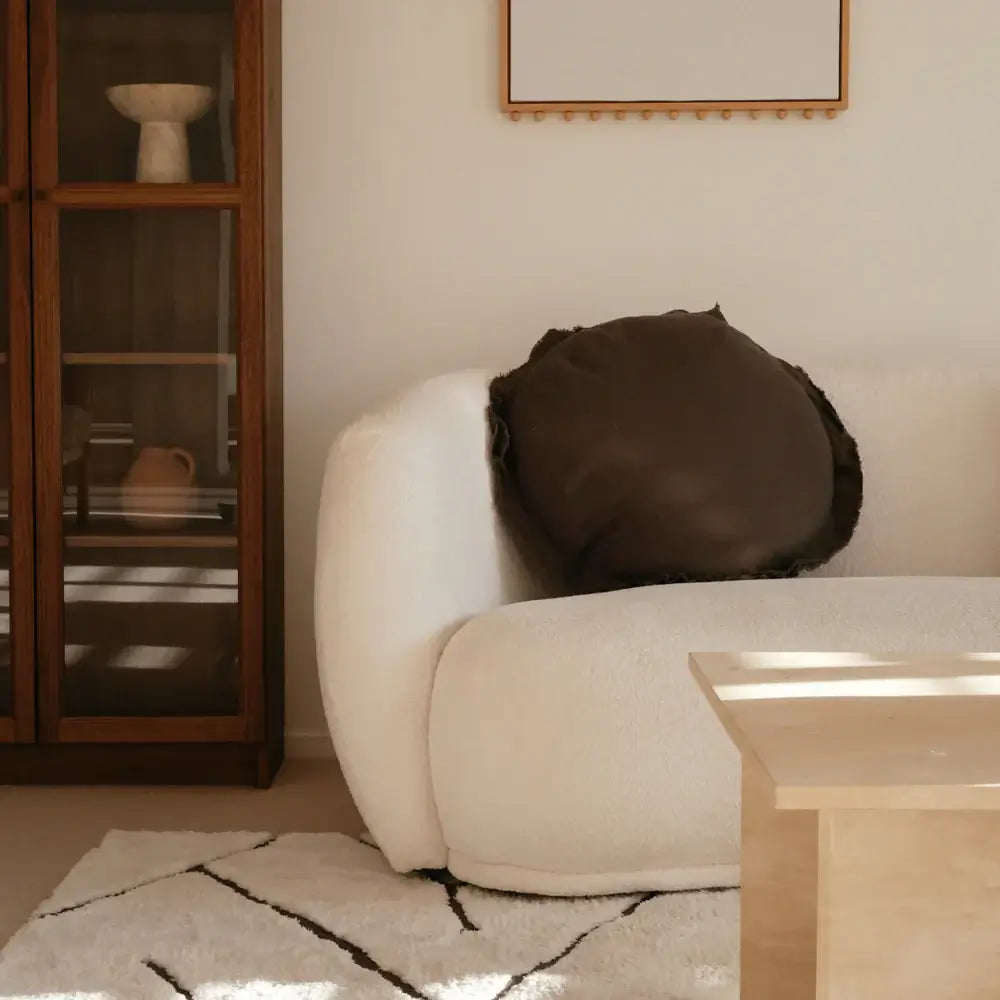 Flax Linen Round Feather Filled Cushion