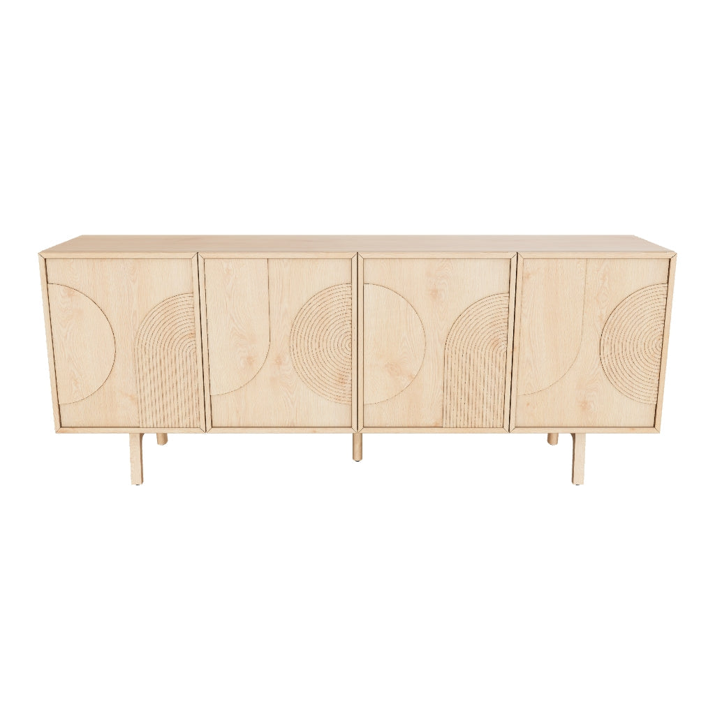 Arc Sideboard Oak, Art Deco style solid oak sideboard with vintage allure and modern elegance, perfect for retro glam interiors.