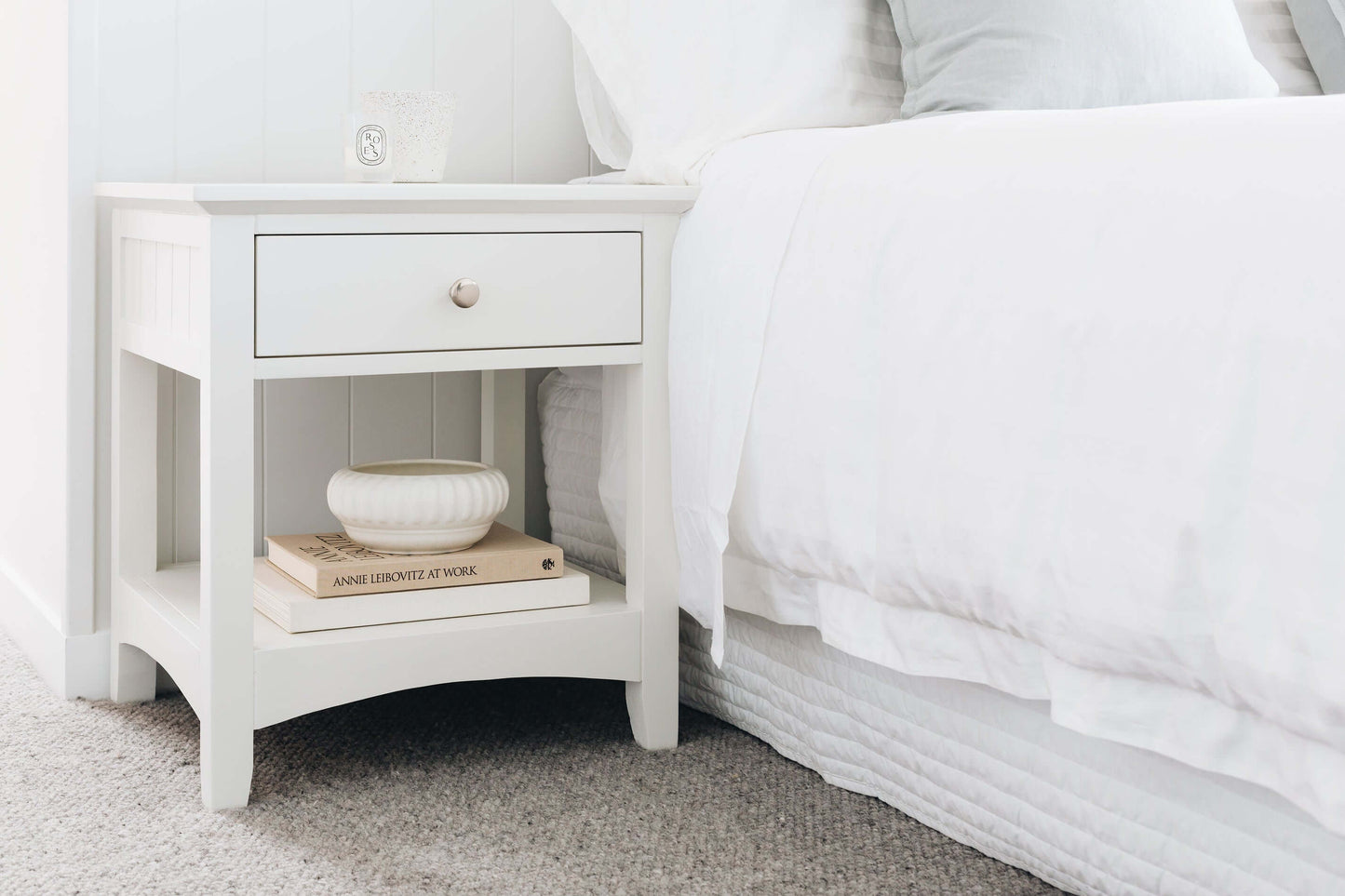 Jessica White 1 drawer Bedside