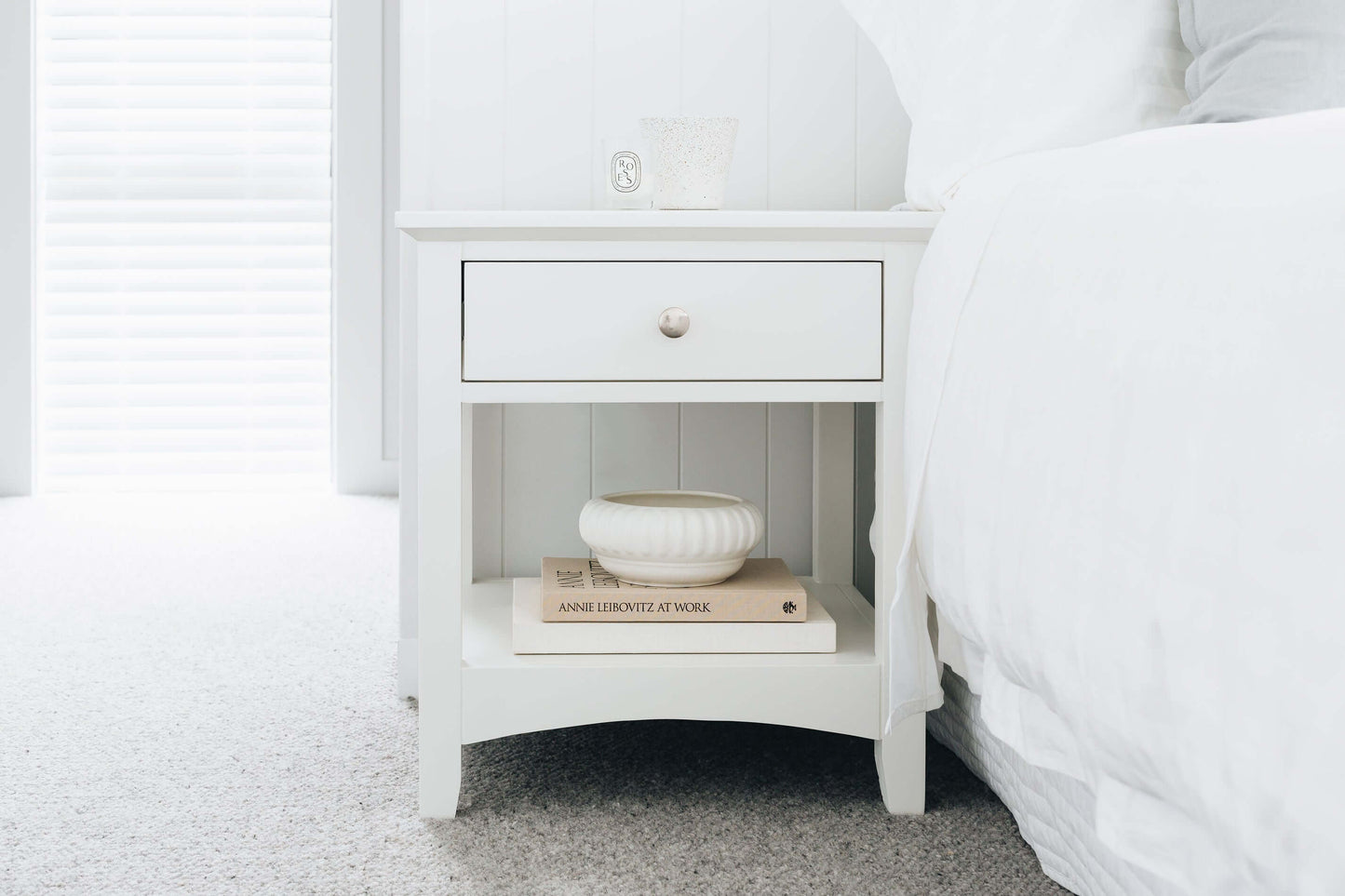 Jessica White 1 drawer Bedside