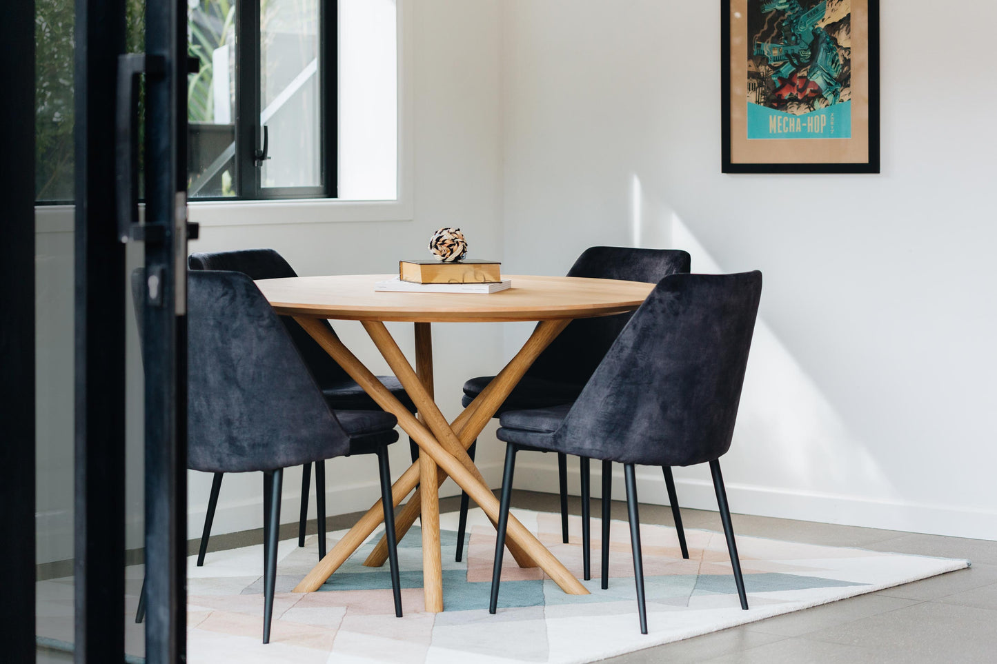 Japandi Harper Oak Dining Table with chairs