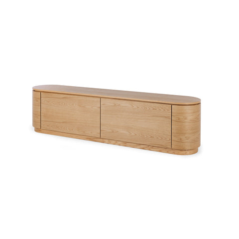 Akita natural oak entertainment unit with oak top, product view
