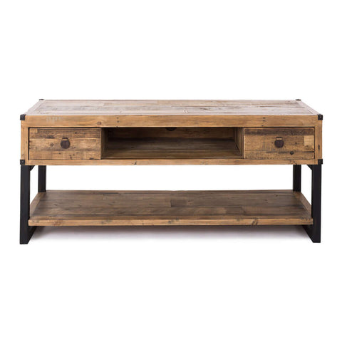 Woodenforge reclaimed timber entertainment unit, angled view