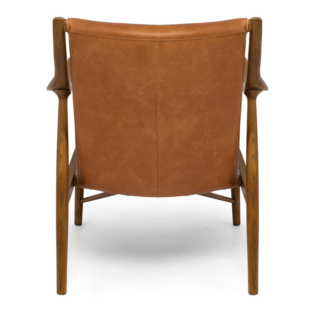 
                      
                        Finn Armchair in brown leather with mid-century design, solid ash frame, vintage look, inspired by Finn Juhl 45
                      
                    