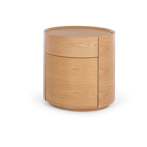 Muse natural oak two drawer bedside table, product view