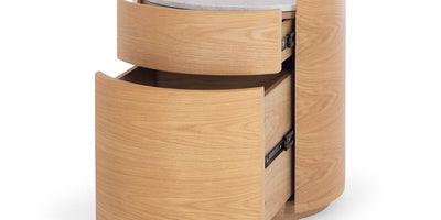 Muse Natural Oak Bedside Marble Top-FurniturebyDesign.