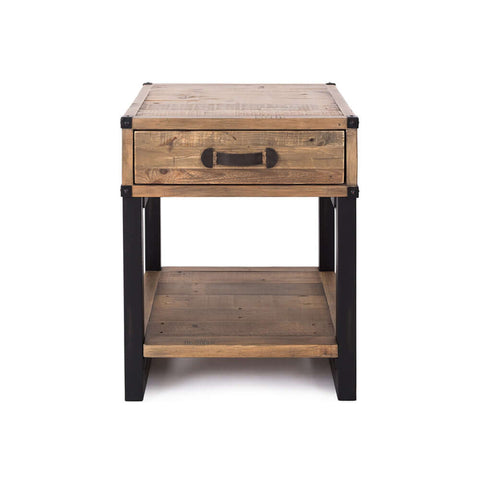 Woodenforge reclaimed timber lamp table, angled view