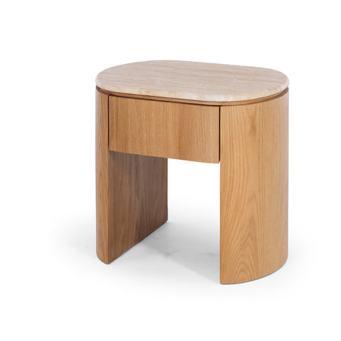 Clover 1 Drawer Bedside - Travertine Top, product view