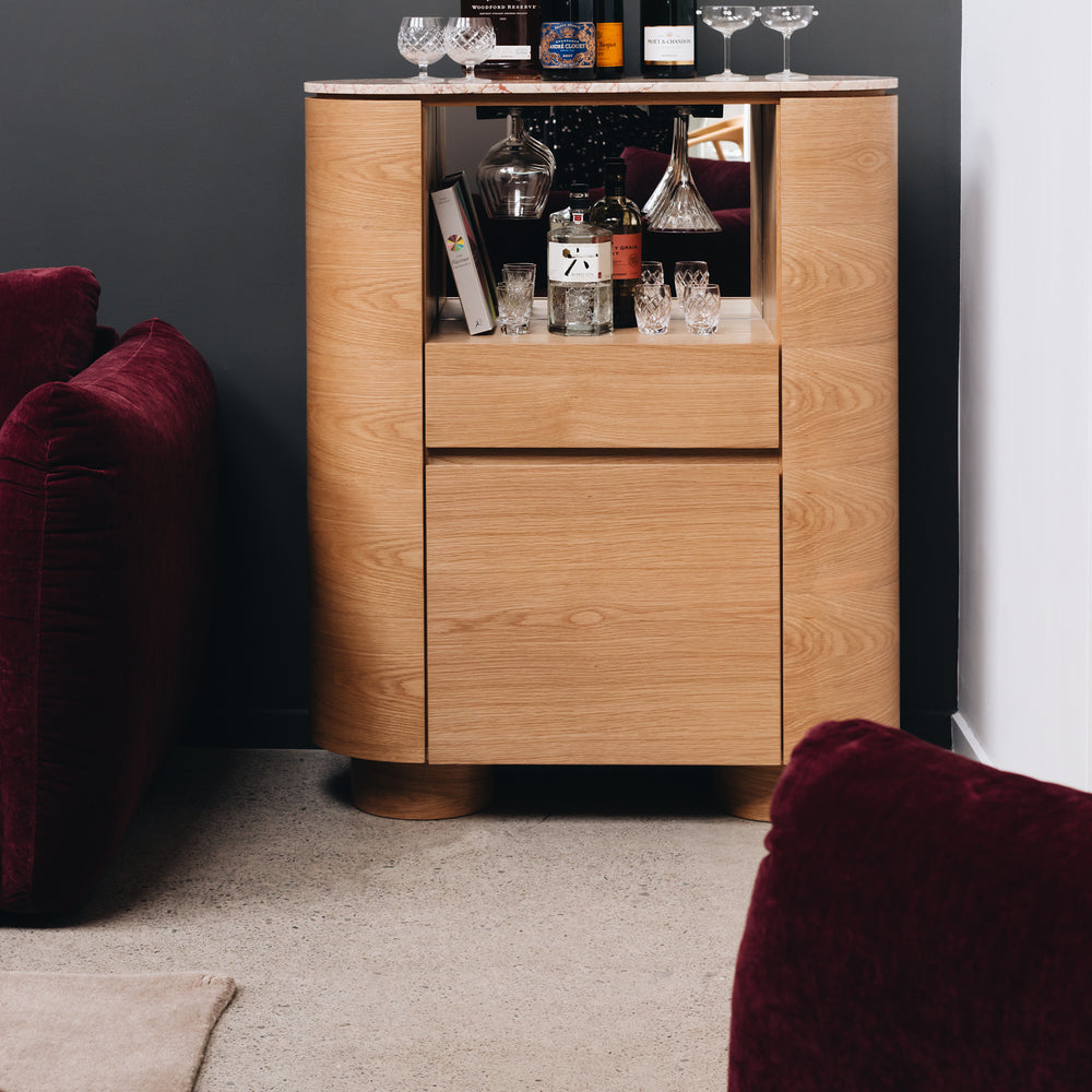
                      
                        Akita Natural Oak Bar Cabinet  (Turkish Rose Top)
                      
                    