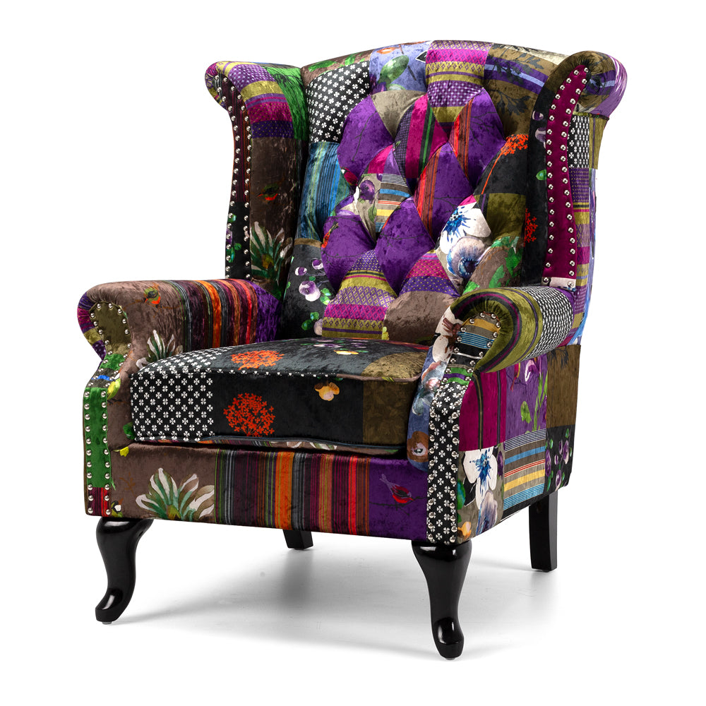 
                      
                        Patchwork Wingback Armchair
                      
                    