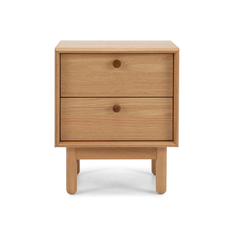 Rotterdam oak two drawer bedside table, product view