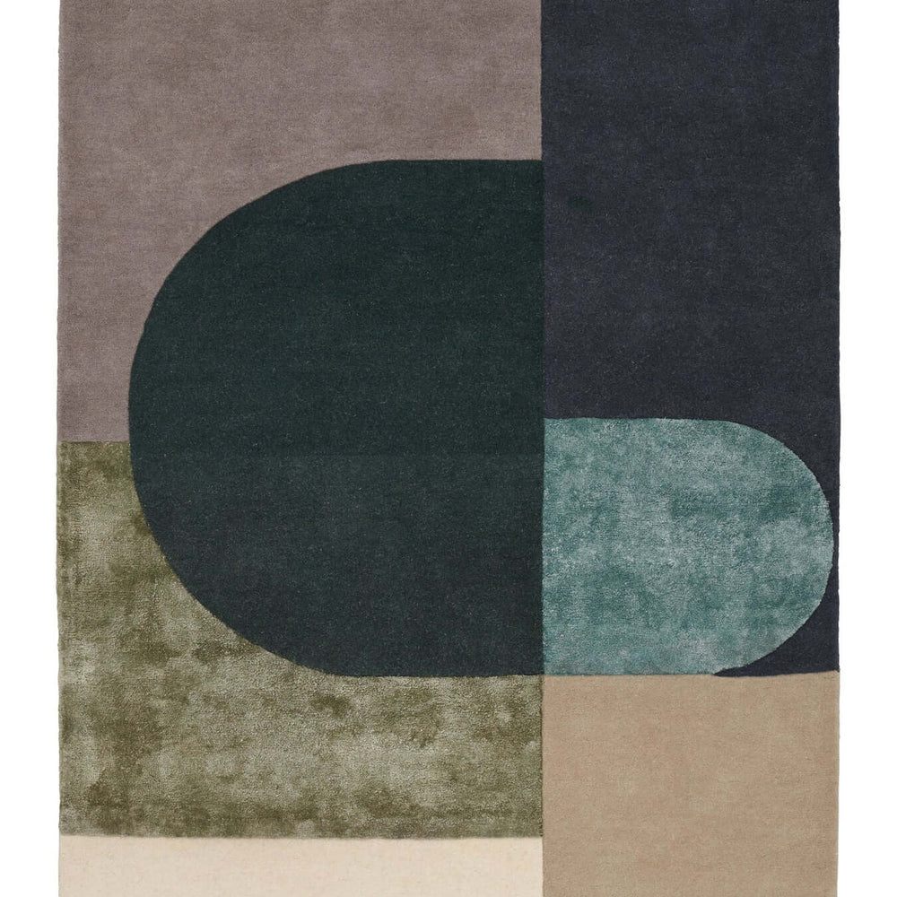 Vilja Rug by Linie Design, featuring geometric Nordic minimalism, handmade craftsmanship, and a blend of earthy tones.