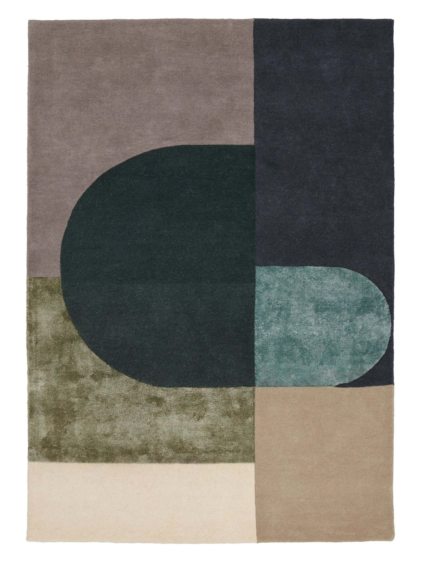 Vilja Rug by Linie Design, featuring geometric Nordic minimalism, handmade craftsmanship, and a blend of earthy tones.
