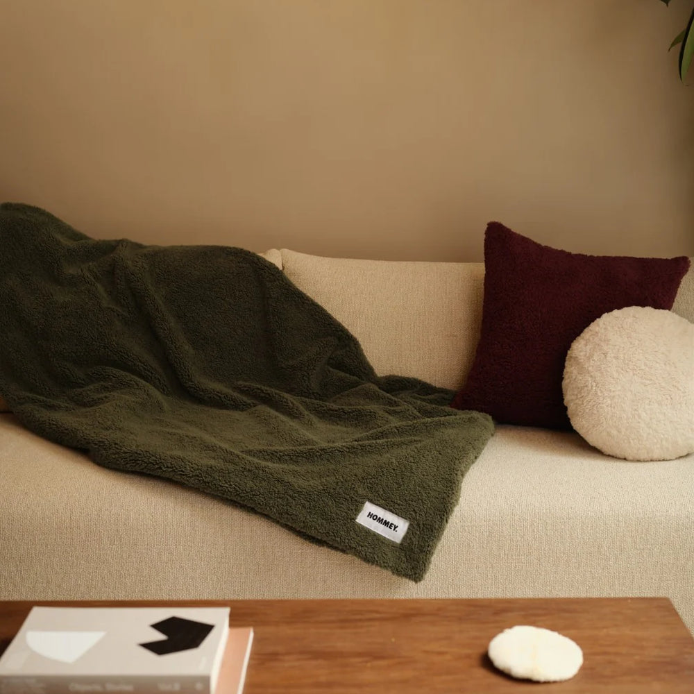 Faux Fur Throw Blanket - Olive