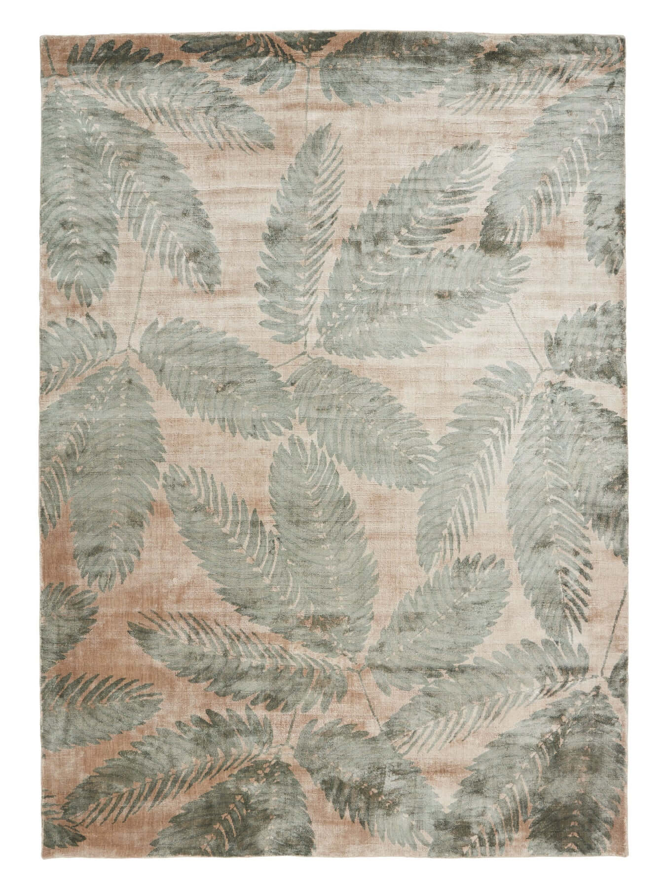 Ambrosia Rug by Linie Design featuring Nordic minimalism with leaf patterns, blending Danish and Indian craftsmanship.