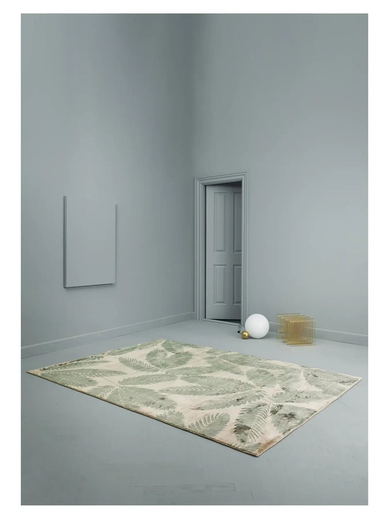 Ambrosia Rug by Linie Design in minimalist room, showcasing Nordic craftsmanship and design with subtle patterns and muted tones.