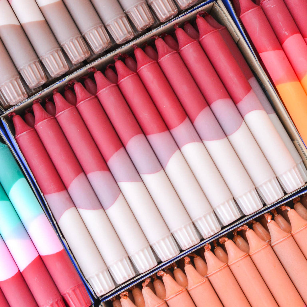 Taper Candles - Burgundy & Beige