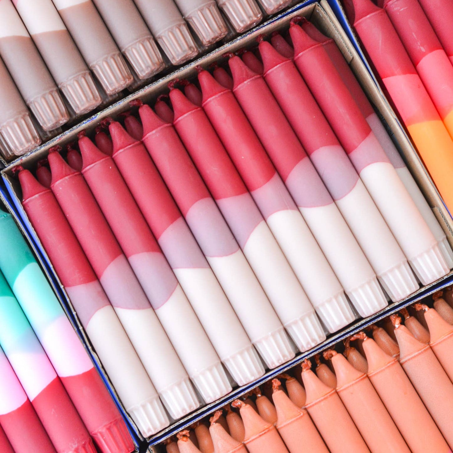 Taper Candles - Burgundy & Beige