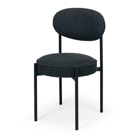 Harmony Ash Linen upholstered dining chair with black metal legs