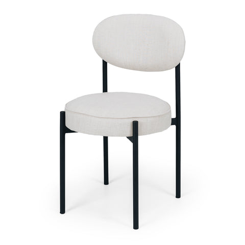 Harmony Natural Linen upholstered dining chair with black metal legs