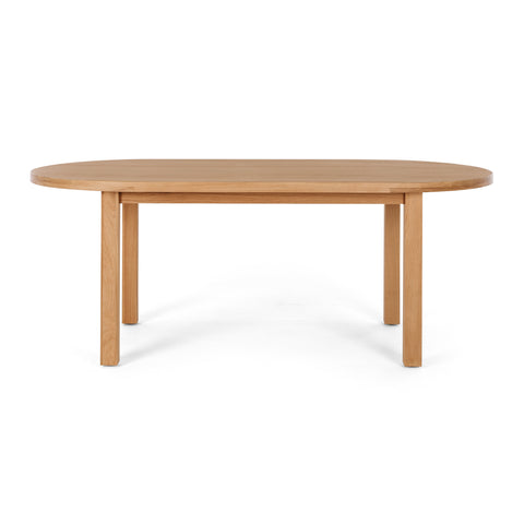 Arc oak dining table, angled front view