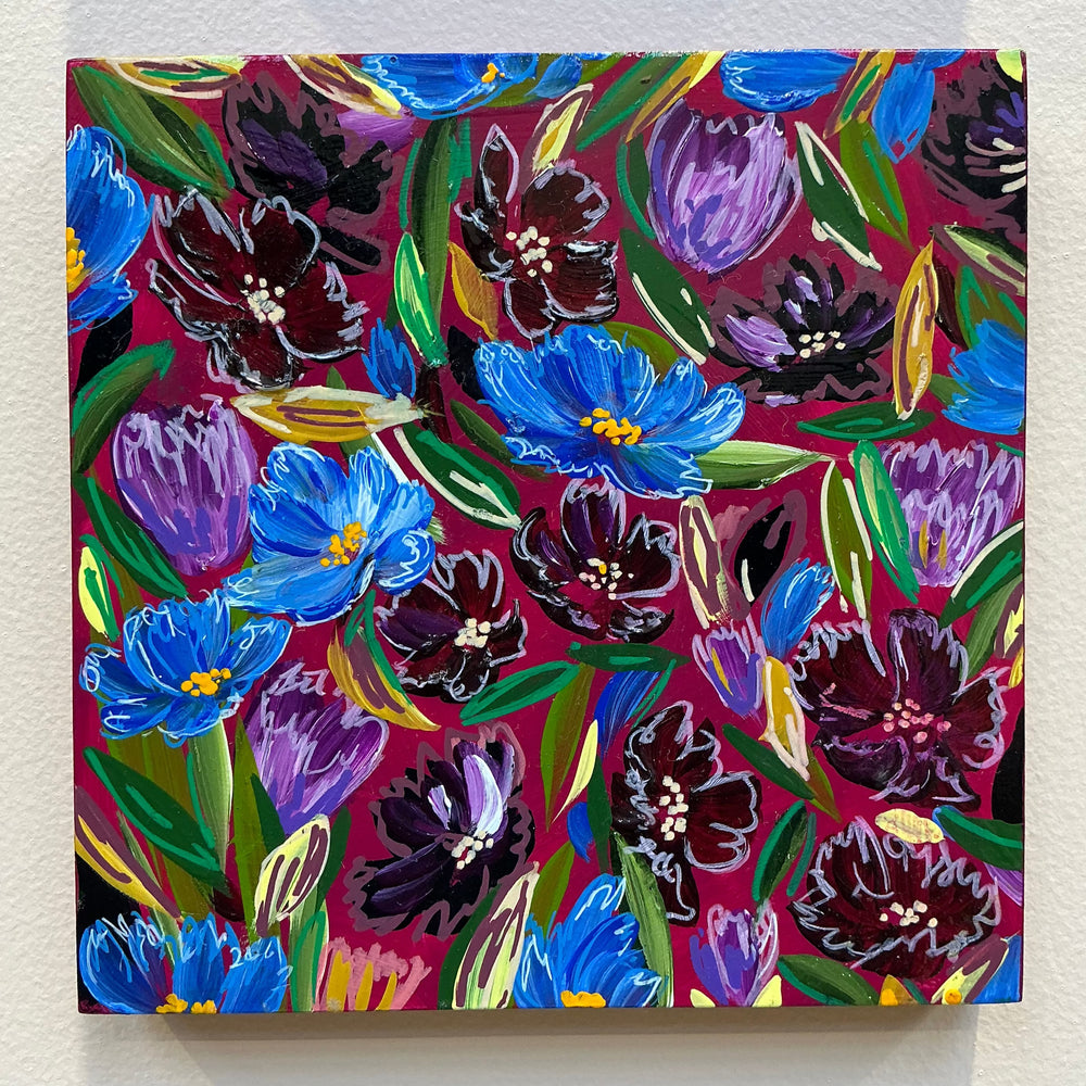 Lizzie Pannell - Mini Blooms #3 Magenta Blues-FurniturebyDesign.